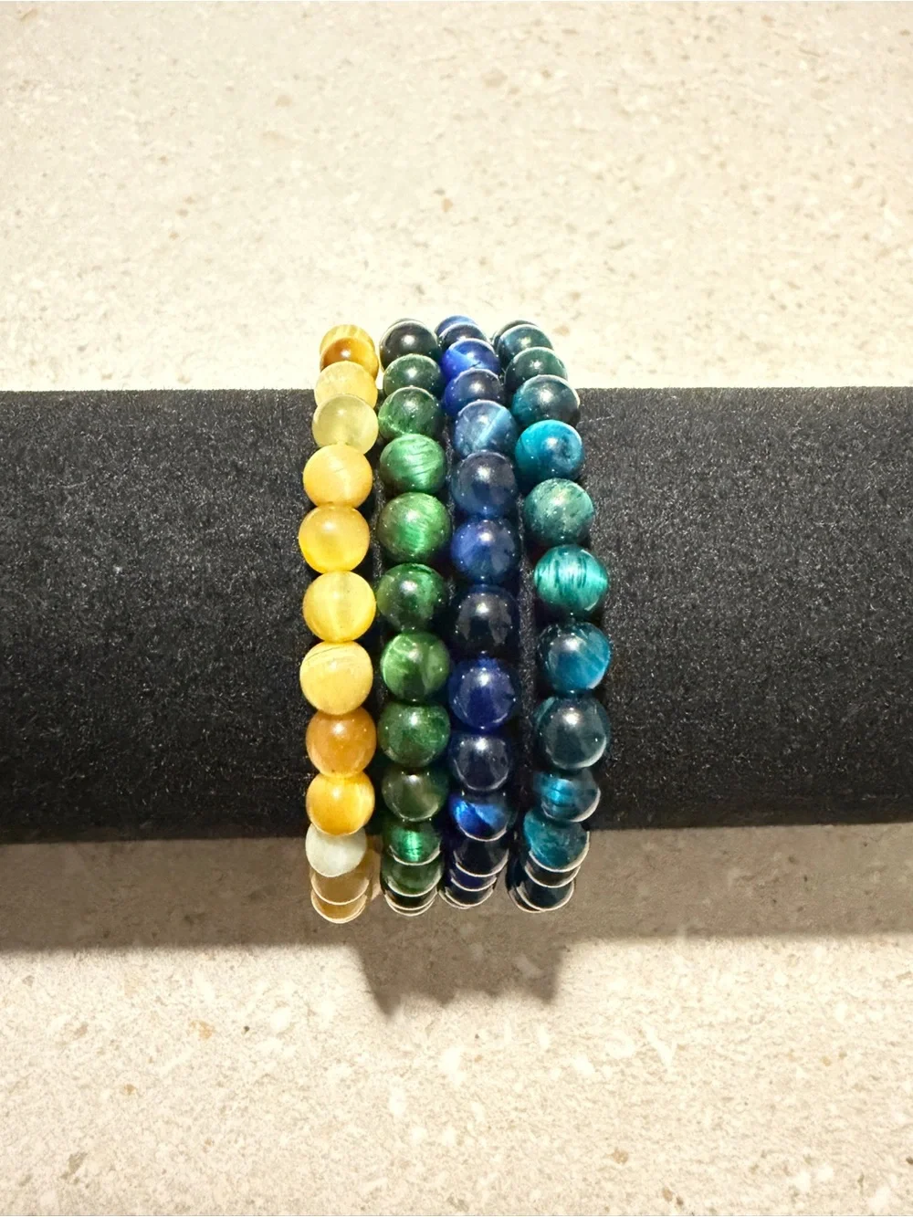 Men's Blue Tiger Eye Stretch Bracelet - Classic Navy Style